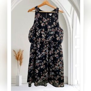 Xhileration Sleeveless‎ Floral Dress - Black - XXL